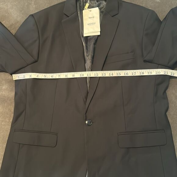Men’s Black Slim Fit Suit Jacket One Button Notched Lapels Size 40 NWT - Picture 8 of 8